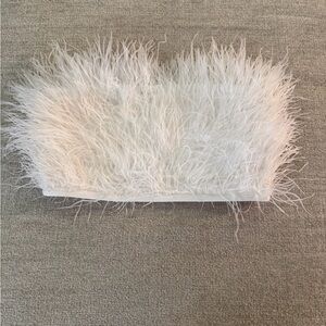 White Feathered Bandeau Top
